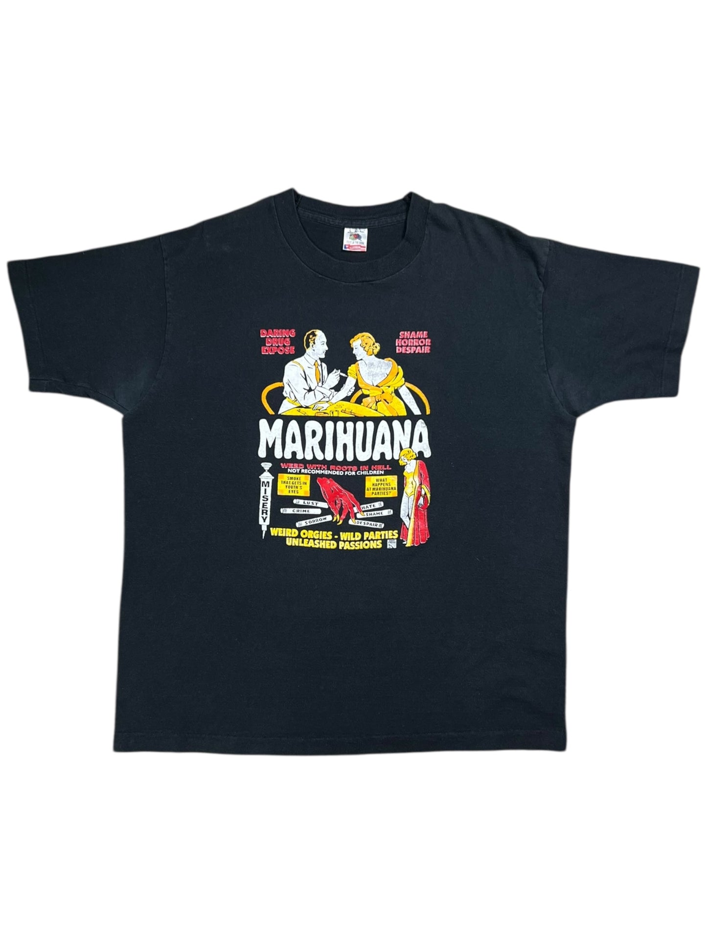 Vintage 90s Reefer Madness Propoganda Marihuana faded tee (L)