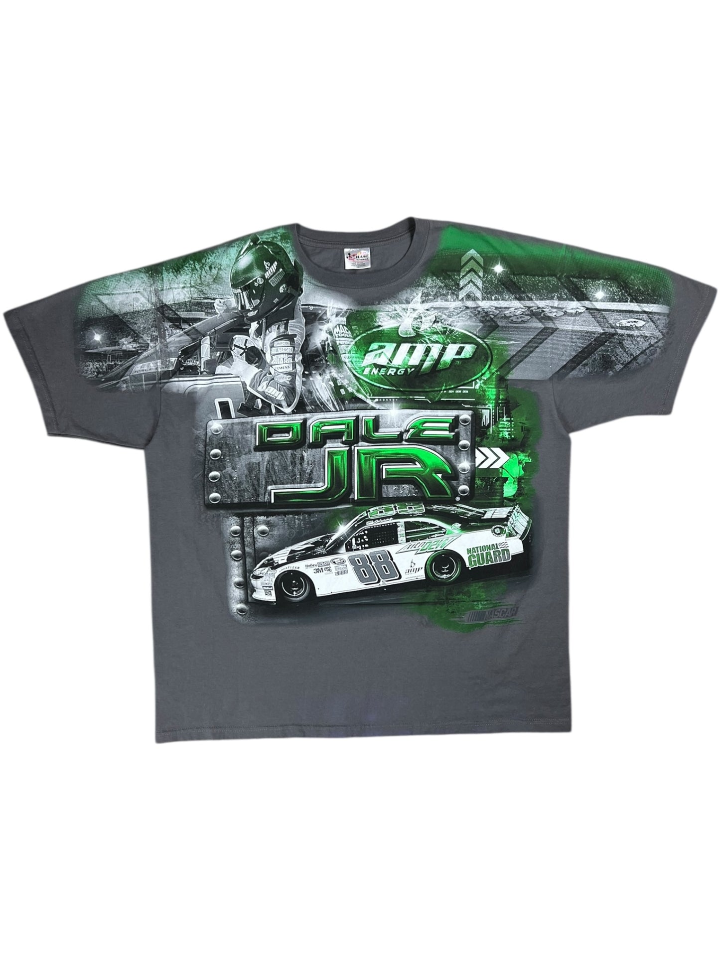 Y2K NASCAR Dale Earnhardt Jr. grey all over print racing tee (XXL)