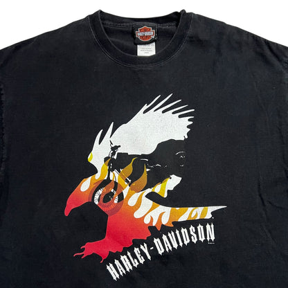 Vintage 2005 Harley Davidson Flame Eagle biker tee (L)