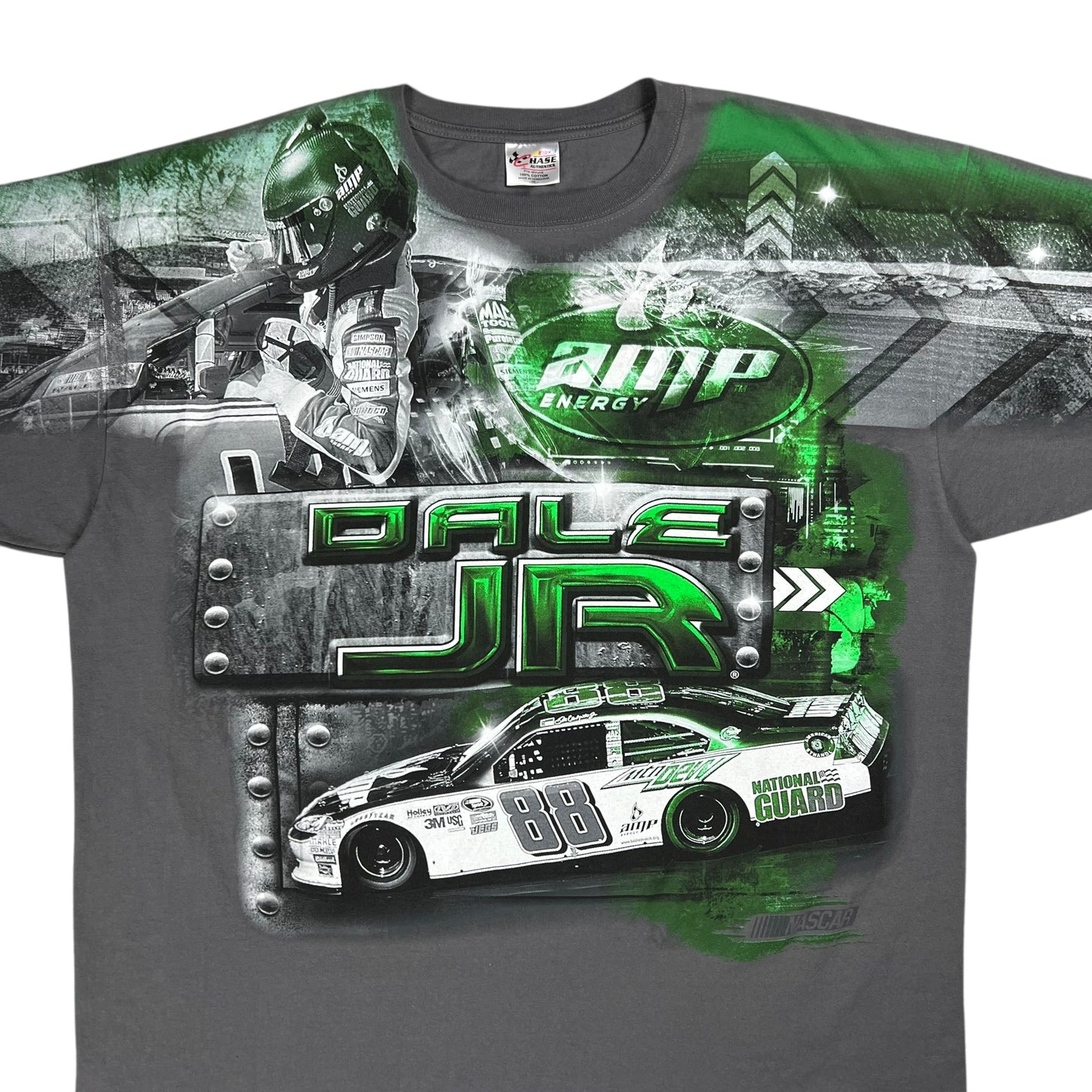 Y2K NASCAR Dale Earnhardt Jr. grey all over print racing tee (XXL)