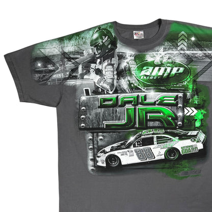 Y2K NASCAR Dale Earnhardt Jr. grey all over print racing tee (XXL)