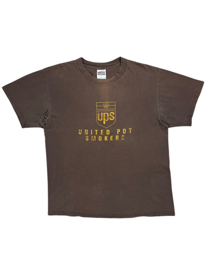 Vintage 90s Tultex UPS United Pot Smokers distressed tee (L)