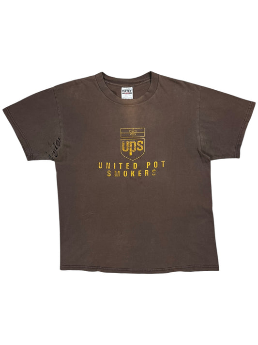 Vintage 90s Tultex UPS United Pot Smokers distressed tee (L)