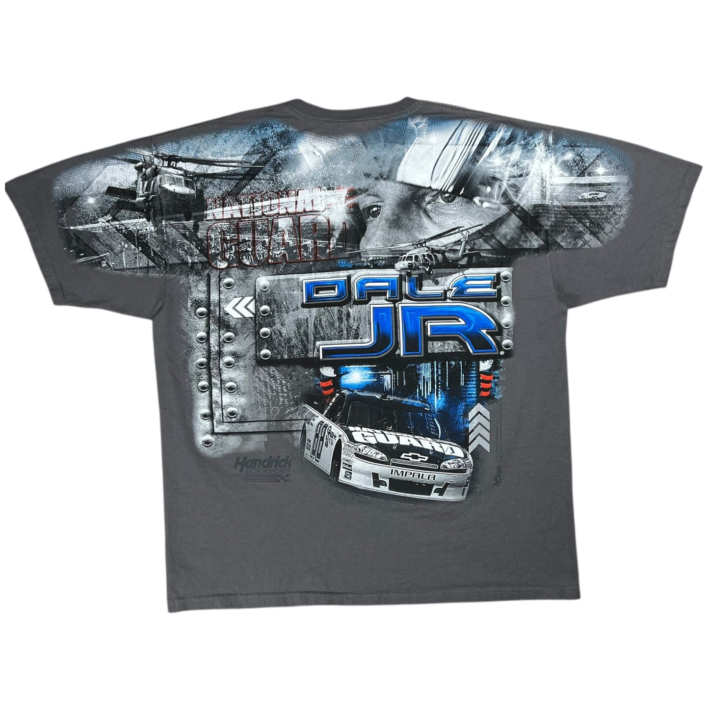 Y2K NASCAR Dale Earnhardt Jr. grey all over print racing tee (XXL)