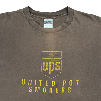 Vintage 90s Tultex UPS United Pot Smokers distressed tee (L)