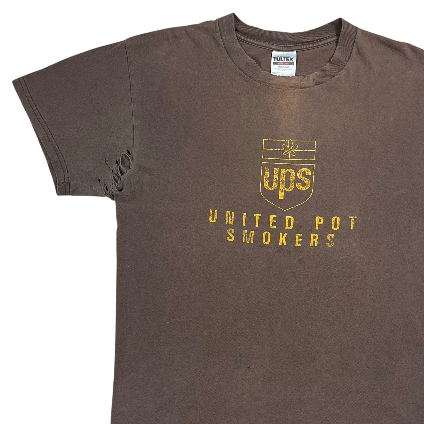 Vintage 90s Tultex UPS United Pot Smokers distressed tee (L)