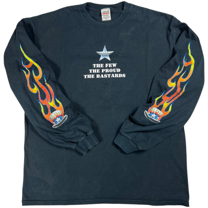 Vintage 90s Crippled Old Biker Bastards Uncle Sam long sleeve flame print shirt (XL)