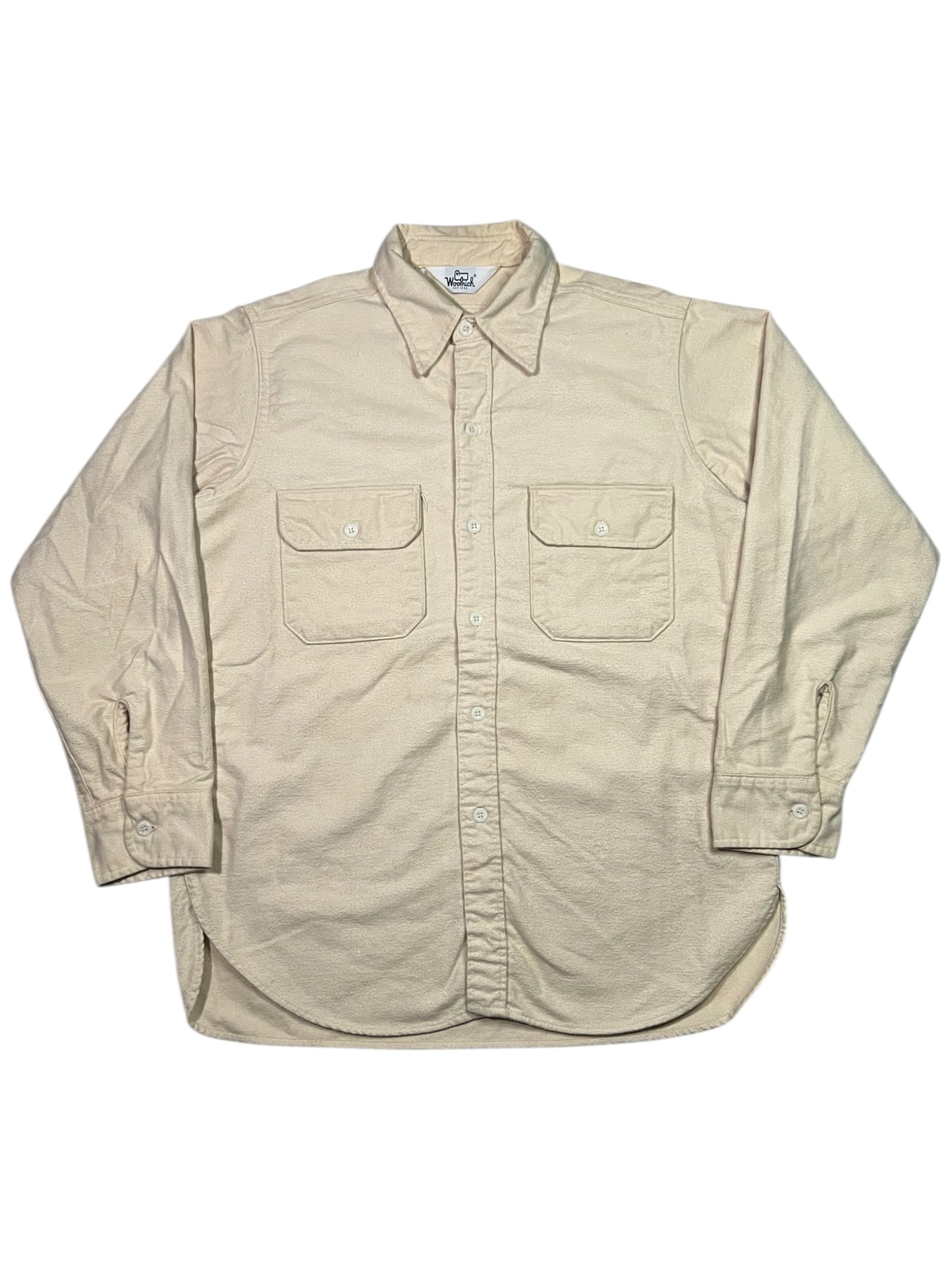 Vintage 80s Woolrich cream chamois button up shirt (L)