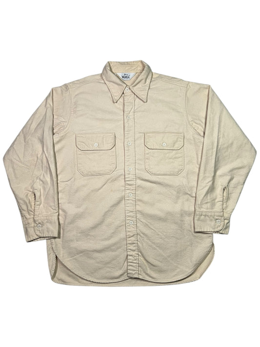 Vintage 80s Woolrich cream chamois button up shirt (L)