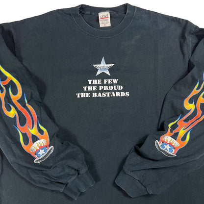 Vintage 90s Crippled Old Biker Bastards Uncle Sam long sleeve flame print shirt (XL)