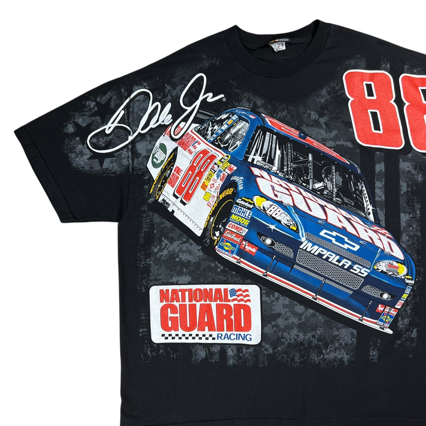 Y2K NASCAR Dale Earnhardt Jr. black all over print racing tee (XXL)