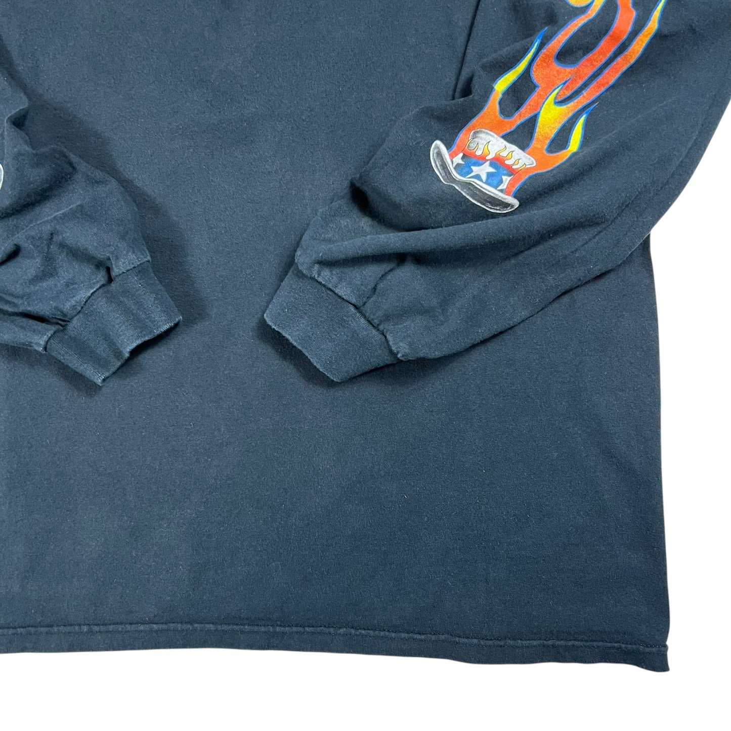 Vintage 90s Crippled Old Biker Bastards Uncle Sam long sleeve flame print shirt (XL)