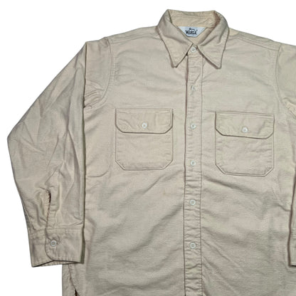Vintage 80s Woolrich cream chamois button up shirt (L)