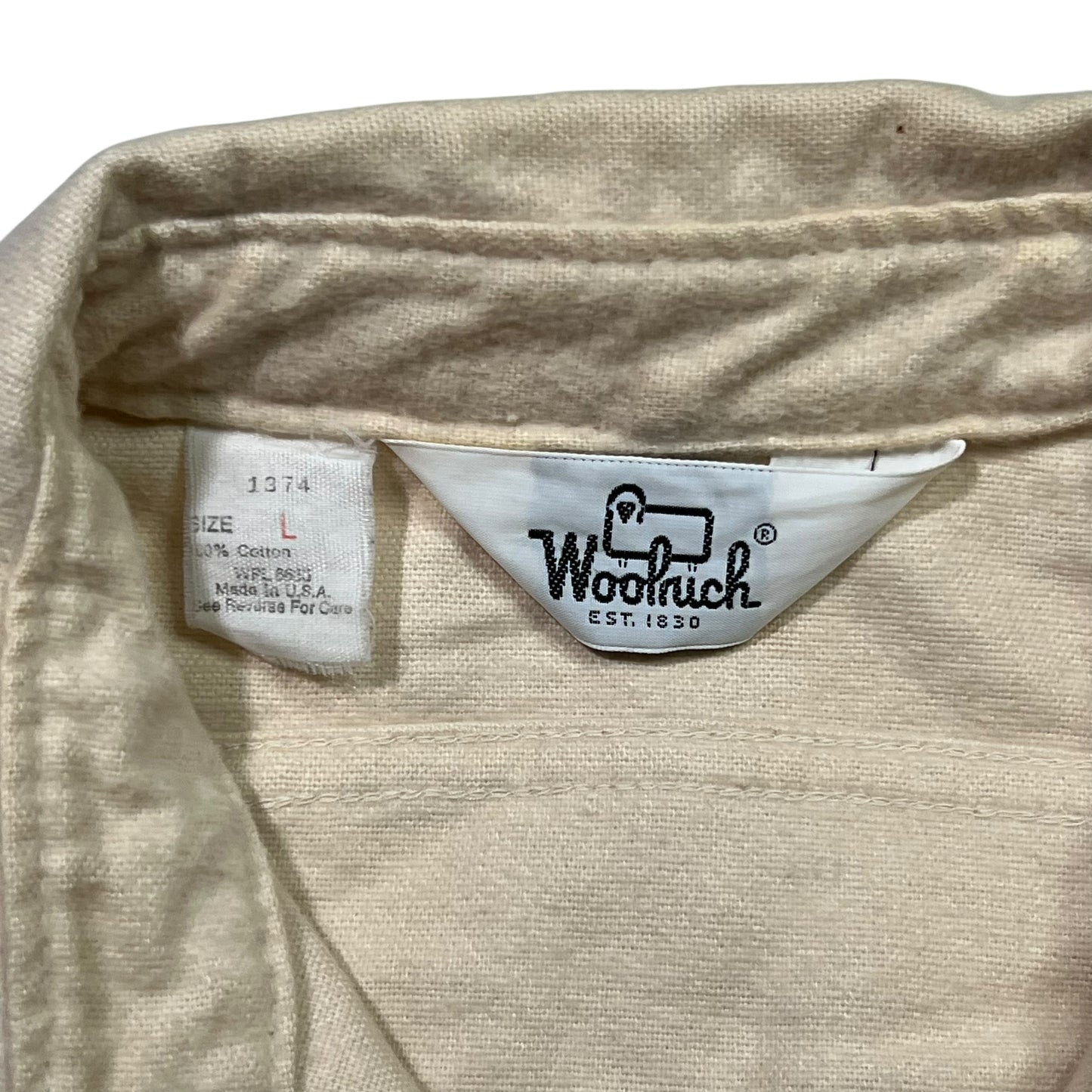 Vintage 80s Woolrich cream chamois button up shirt (L)