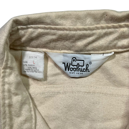Vintage 80s Woolrich cream chamois button up shirt (L)