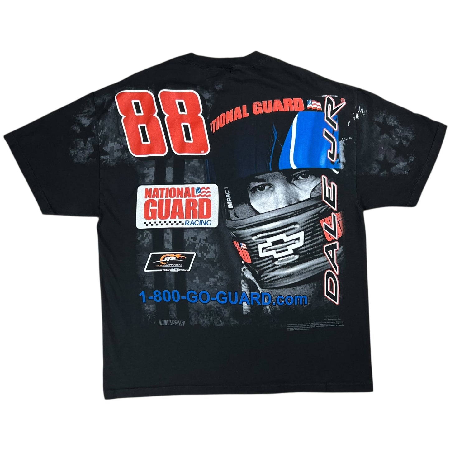 Y2K NASCAR Dale Earnhardt Jr. black all over print racing tee (XXL)