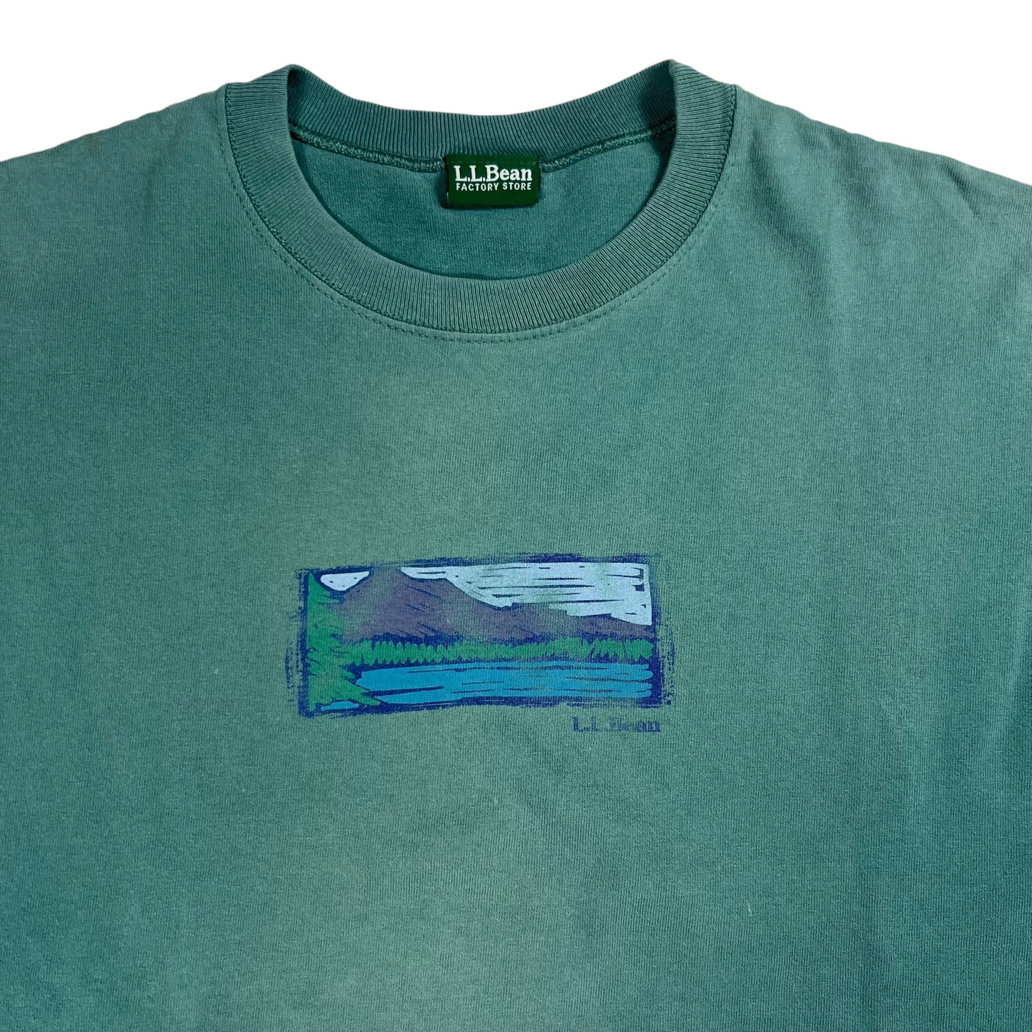 Vintage 90s L.L. Bean logo faded green long sleeve shirt (L/XL)