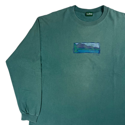 Vintage 90s L.L. Bean logo faded green long sleeve shirt (L/XL)
