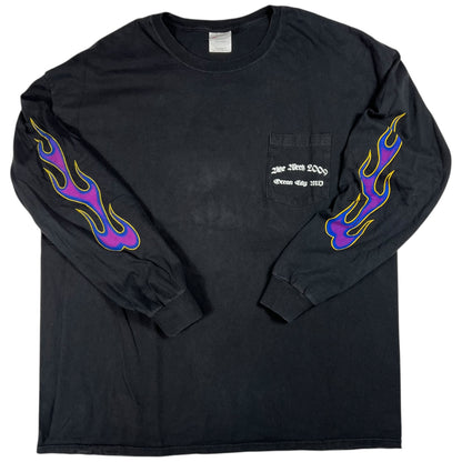 2009 Shut Up and Ride Bike Week long sleeve purple flames print shirt (XL)