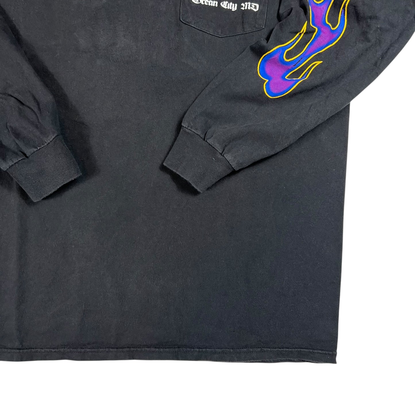 2009 Shut Up and Ride Bike Week long sleeve purple flames print shirt (XL)