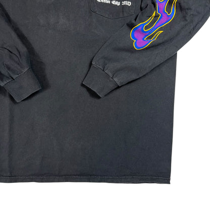 2009 Shut Up and Ride Bike Week long sleeve purple flames print shirt (XL)