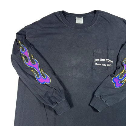 2009 Shut Up and Ride Bike Week long sleeve purple flames print shirt (XL)