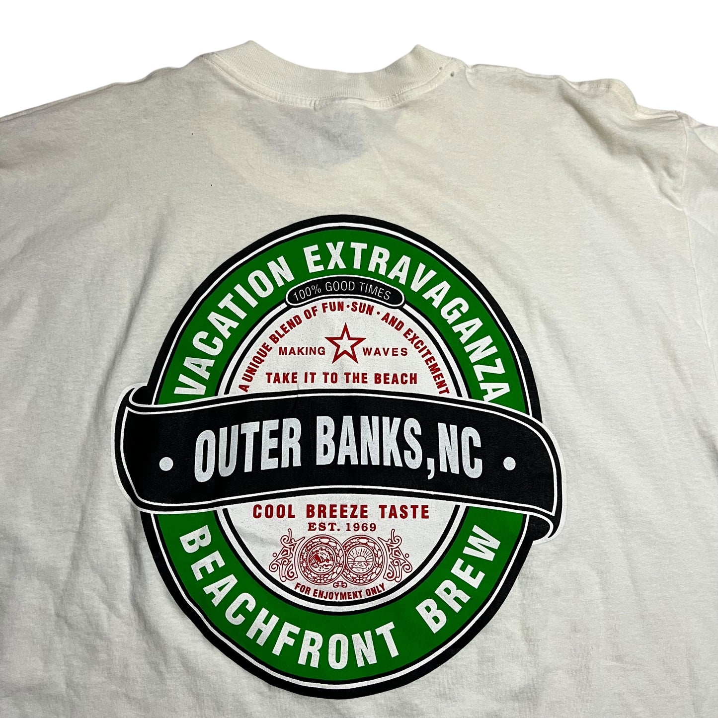 Vintage Y2K Outer Banks Beach Front Brew beer tee (XL) DS NWT