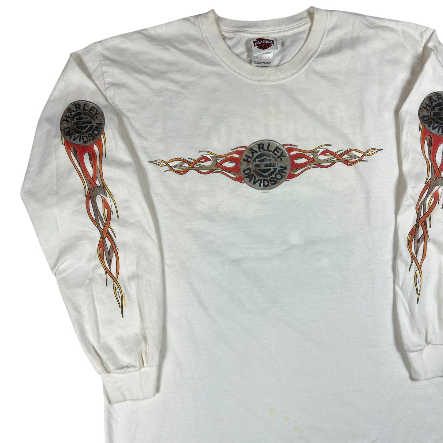 Vintage 2004 Harley Davidson Nags Head long sleeve flames print shirt (L)