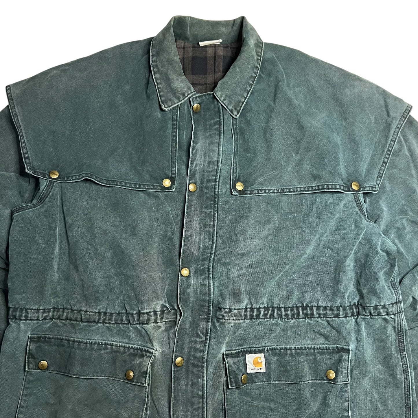 Vintage 90s Carhartt green Cape Coat Duster faded jacket (XL)