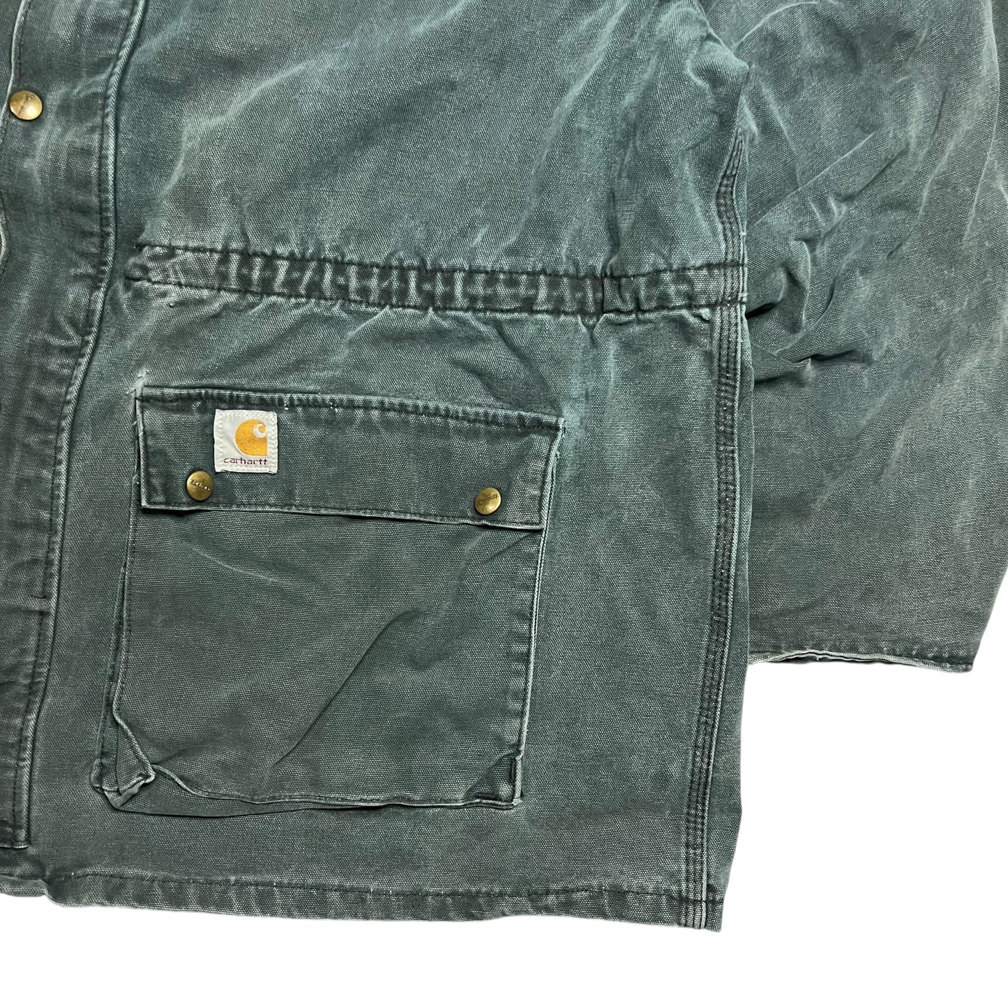 Vintage 90s Carhartt green Cape Coat Duster faded jacket (XL)