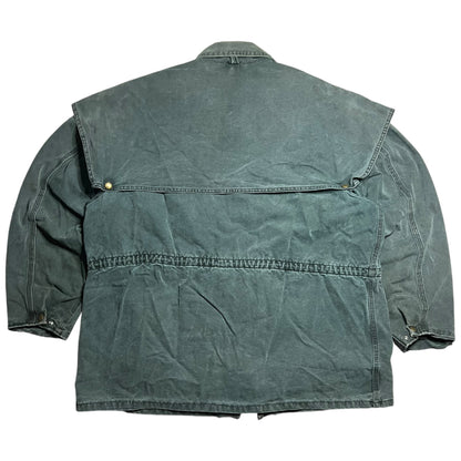 Vintage 90s Carhartt green Cape Coat Duster faded jacket (XL)