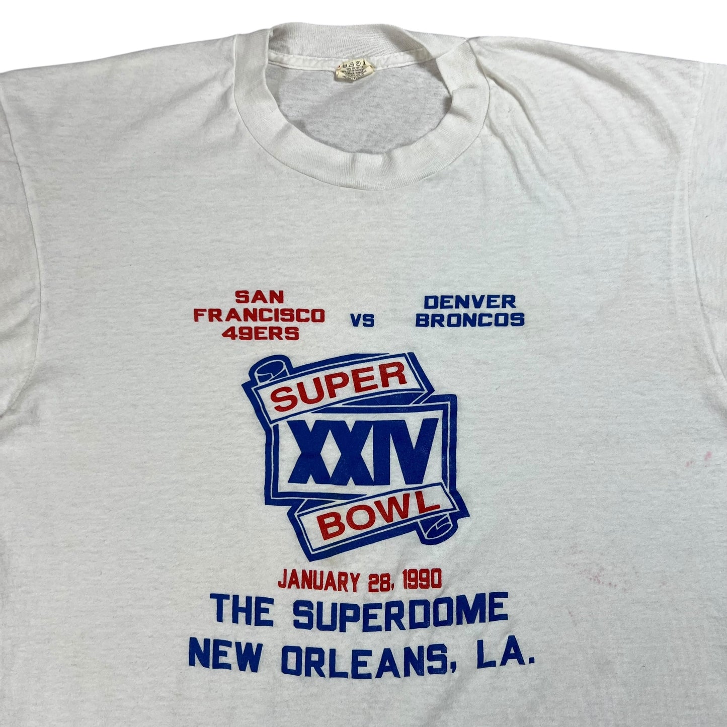 Vintage 1990 Super Bowl XXIV 49ers Broncos NFL tee (M)