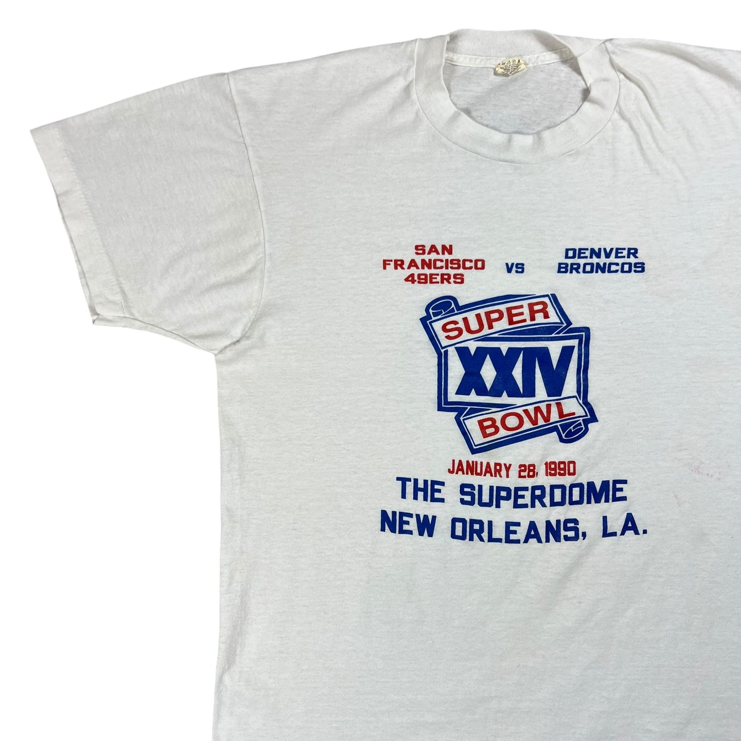 Vintage 1990 Super Bowl XXIV 49ers Broncos NFL tee (M)