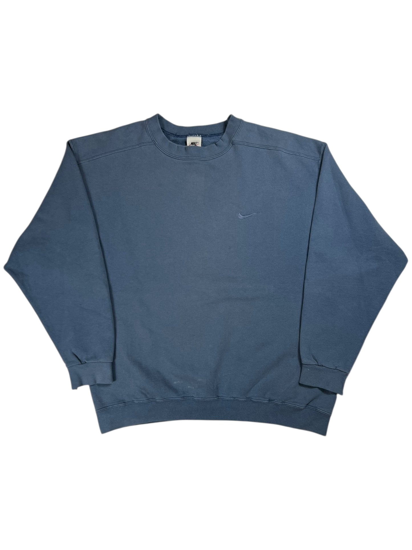 Vintage 90s Nike mini swoosh tonal slate blue faded crewneck (L)