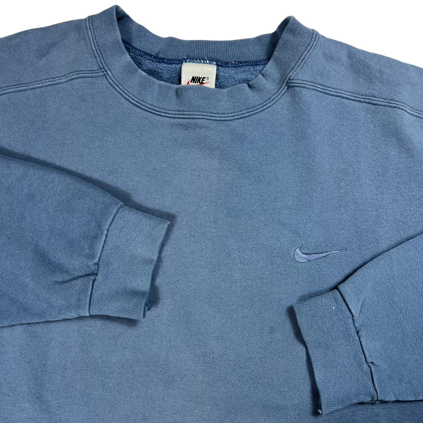 Vintage 90s Nike mini swoosh tonal slate blue faded crewneck (L)