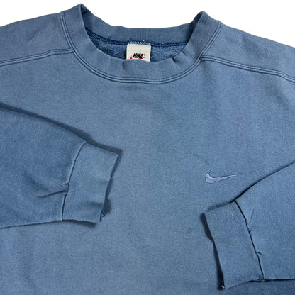 Vintage 90s Nike mini swoosh tonal slate blue faded crewneck (L)