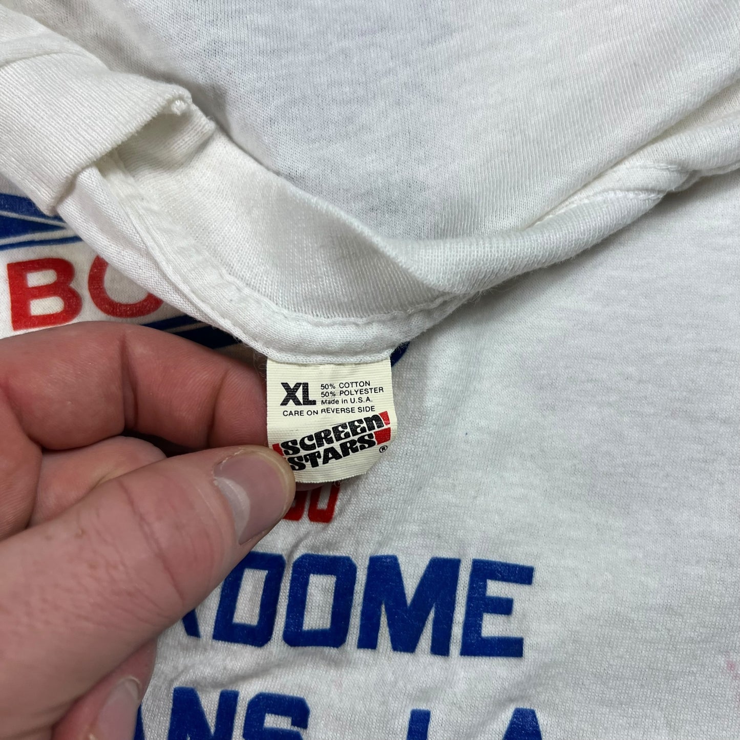 Vintage 1990 Super Bowl XXIV 49ers Broncos NFL tee (M)