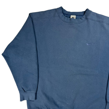 Vintage 90s Nike mini swoosh tonal slate blue faded crewneck (L)