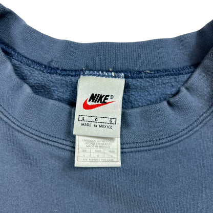 Vintage 90s Nike mini swoosh tonal slate blue faded crewneck (L)