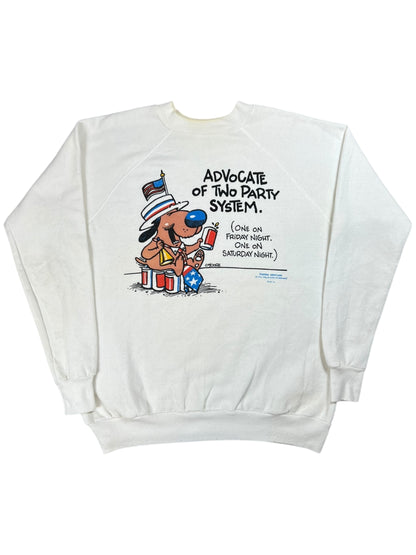Vintage 80s Advocate of Two Party System beer parody crewneck (M/L)