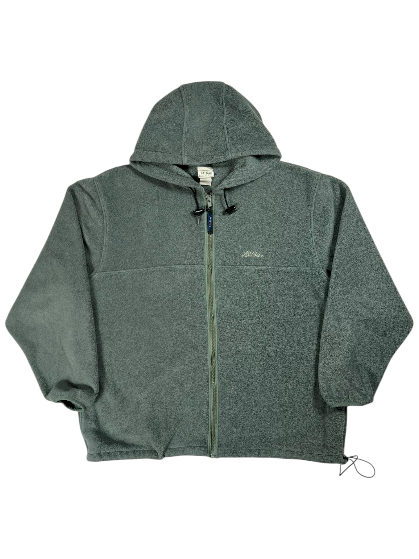 Vintage 90s L.L. Bean tea green full zip fleece hoodie (XL)
