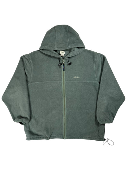 Vintage 90s L.L. Bean tea green full zip fleece hoodie (XL)