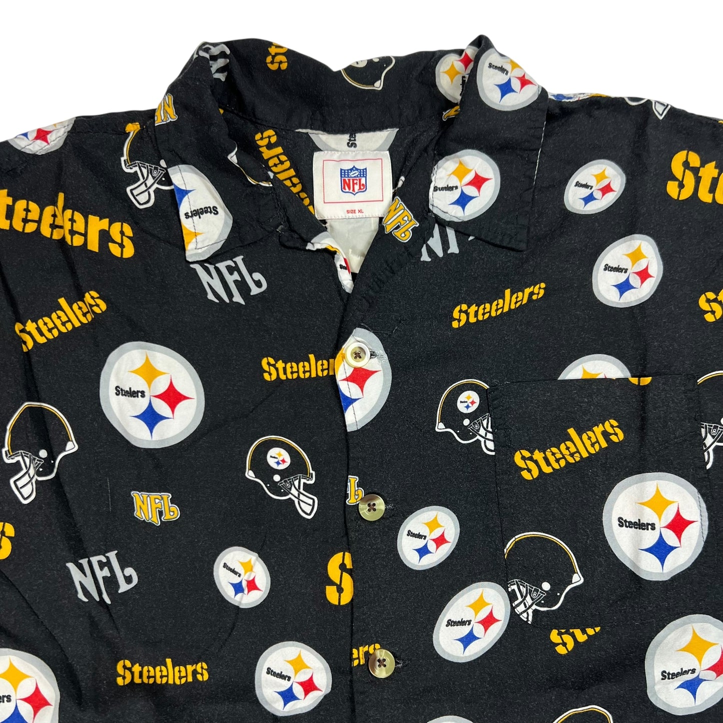 Vintage Y2K Pittsburgh Steelers NFL all over print Hawaiian shirt (XL)