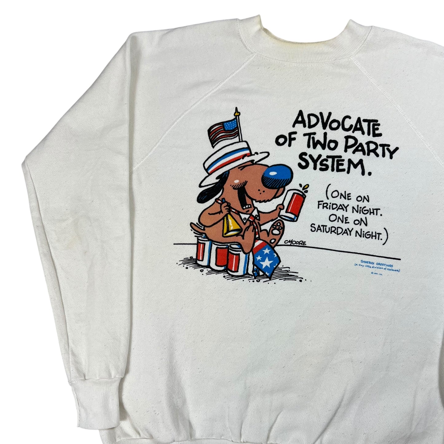 Vintage 80s Advocate of Two Party System beer parody crewneck (M/L)