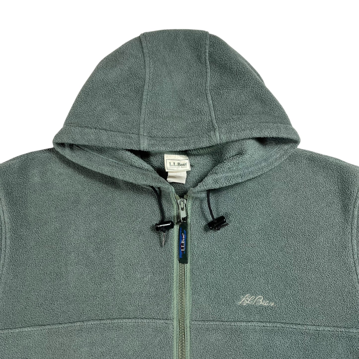 Vintage 90s L.L. Bean tea green full zip fleece hoodie (XL)