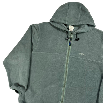 Vintage 90s L.L. Bean tea green full zip fleece hoodie (XL)