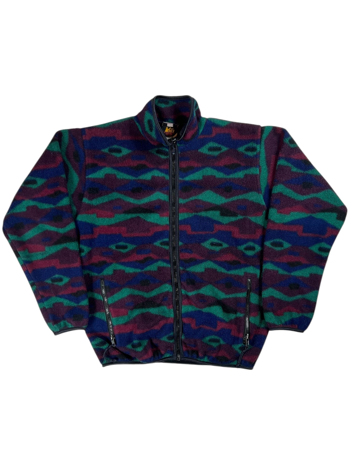 Vintage 90s R.E.I. Abstract all over print full zip fleece (M)