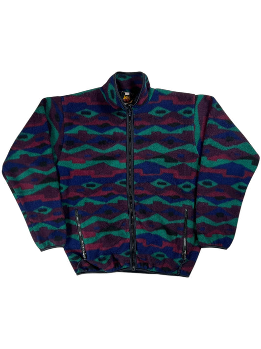 Vintage 90s R.E.I. Abstract all over print full zip fleece (M)