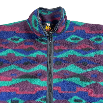 Vintage 90s R.E.I. Abstract all over print full zip fleece (M)