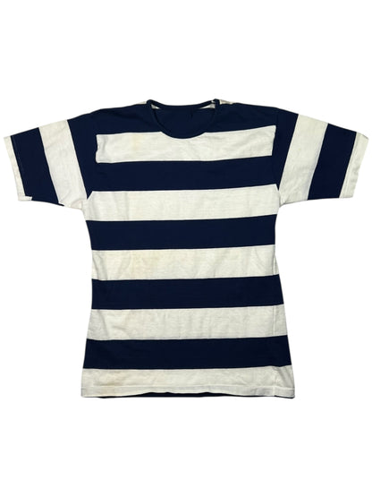 Vintage 1970s navy white striped stripey tee (S)